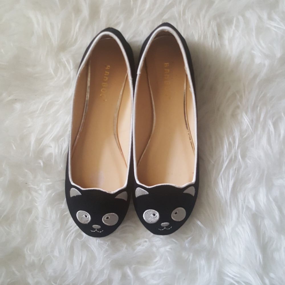 Bamboo Panda / kitty Face Slip-On Flats